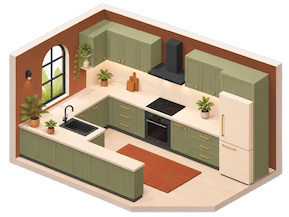 UC Shaped Kitchens layout